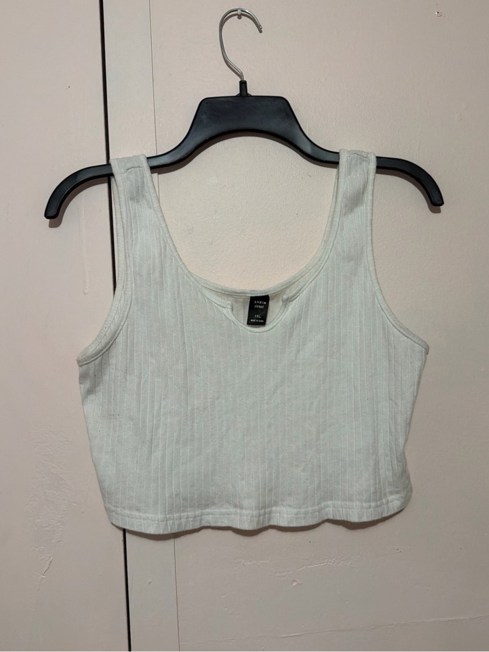 White Ribbed Crop Tank Top
